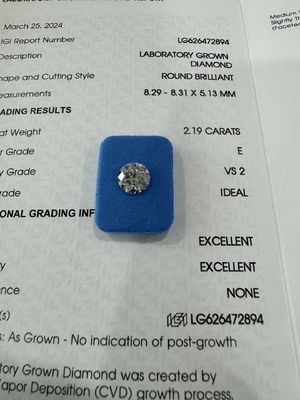 acheter 2.19 carats E VS2 3EX CVD en laboratoire Diamant en forme ronde online manufacture