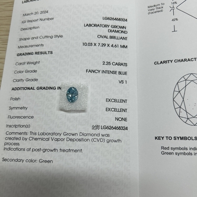 acheter 2.25ct Ovale coupé en laboratoire Diamant adulte Fancy bleu intense VS1 Clarité online manufacture
