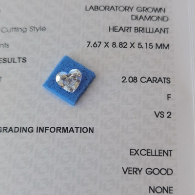 acheter 2.08ct CVD en forme de cœur en laboratoire Diamant VS2 F OEM ODM online manufacture