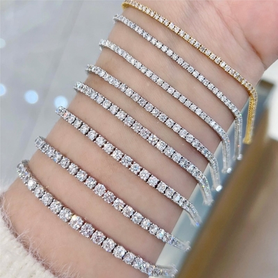 acheter Or massif Clarité CVD Coupe ronde Bezel Lab Cultivé Bracelet en diamant Pierre précieuse Forme ronde online manufacture