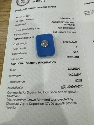 F VS1 3EX CVD Lab Diamant cultivé bijoux de bricolage