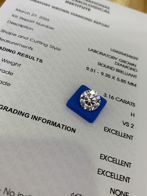 3.16CT H VS2 3EX Découpe ronde de laboratoire de VFC Diamant LG626434629
