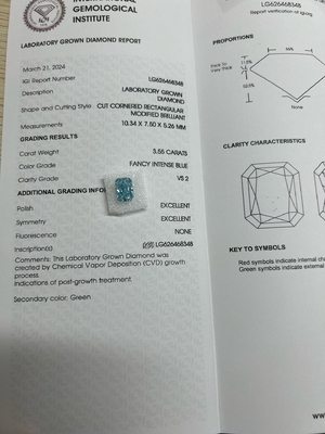 3.55ct Fancy Intense Blue Diamants cultivés en laboratoire OEM ODM