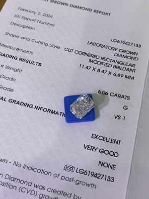 6.06ct Fancy Intense bleu en laboratoire cultivé Diamants Radiant Brillant Coupe