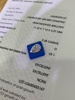 2.38CT D VS1 2EX Diamants synthétiques Diamants en forme de poire