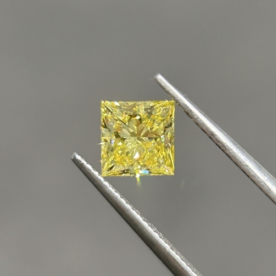 1.06ct Laboratoire Diamant Jaune Princesse coupé CVD Fancy Intens Jaune VVS2 2EX N IGI