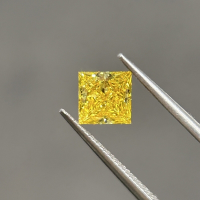 1.15ct Diamants cultivés en laboratoire Diamants jaunes de coupe princesse CVD VVS2 2EX N IGI