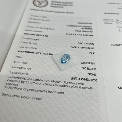 3 carats de diamants de laboratoire, découpé en coupe VS2