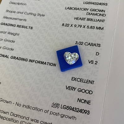 3Diamants de laboratoire en forme de cœur de.02 carats D Couleur VS2 Clarité