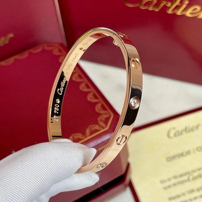 18k Bracelet en or massif 4 Diamants Bracelet d'amour 0,42 carats bijoux en diamant naturel
