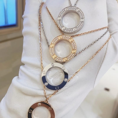 GH VS 18k Collier en or massif Pavé Diamant Pendant d'amour