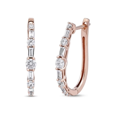 10K 14K 18K or massif fabriqué par l'homme, en laboratoire, diamants, boucles d'oreilles, baguette