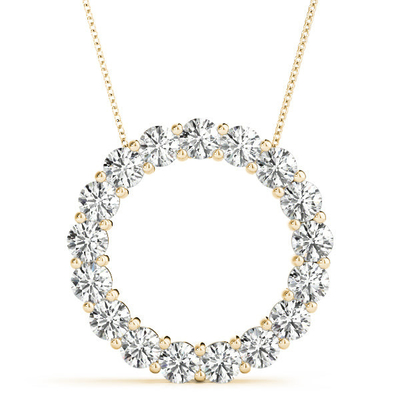 Style classique 18K 14K 10K Or massif Clarité CVD Coupe ronde Bezel Collier de diamant cultivé en laboratoire