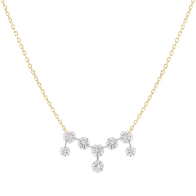 Collier en or massif de 18K 14K 10K Clarité CVD Coupe ronde Bezel Diamant cultivé en laboratoire