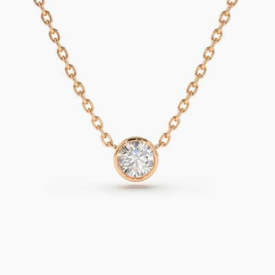 Collier de diamants cultivé en laboratoire de type pierre précieuse 14K d'or massif de clarté CVD